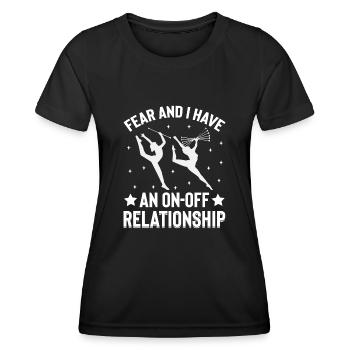 Design « La peur et j’ai une relation on-off » - T-shirt sport Femme - noir - Devant - AI Model Female 172 light (172cm)