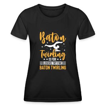 Baton Twirler Enthusiasts Embrace Spin - Women's Functional T-Shirt - black - Front - AI Model Female 172 light (172cm)