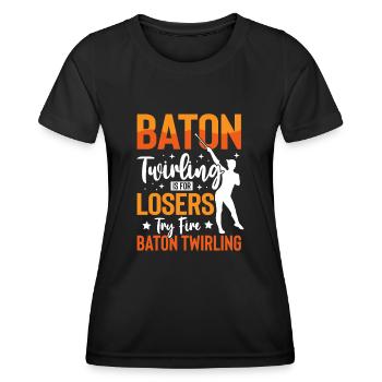 Rouler des matraques, c’est pour les perdants. - T-shirt sport Femme - noir - Devant - AI Model Female 172 light (172cm)