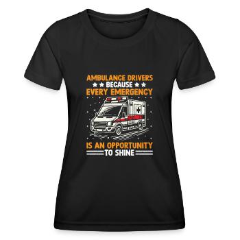 Krankenwagenfahrer, weil jeder Notfall ein Einsatz ist - Frauen Funktions-T-Shirt - Schwarz - Vorne - AI Model Female 172 light (172cm)