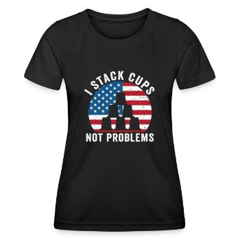 Sport Stacking Stacks Stacked Speed Cup - Frauen Funktions-T-Shirt - Schwarz - Vorne - AI Model Female 172 light (172cm)