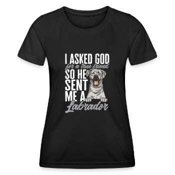 Silver Labrador Retriever Silver Lab - T-shirt sport Femme - noir - Devant - AI Model Female 172 light (172cm)