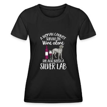 Silver Labrador Retriever Silver Lab - T-shirt sport Femme - noir - Devant - AI Model Female 172 light (172cm)