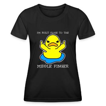 Middle Finger Duck Misanthrope - Frauen Funktions-T-Shirt - Schwarz - Vorne - AI Model Female 172 light (172cm)