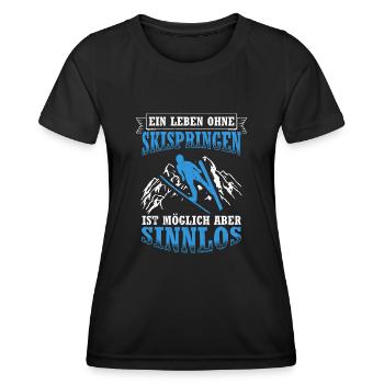 Une vie sans saut à ski, c’est possible, mais ça ne sert à rien - T-shirt sport Femme - noir - Devant - AI Model Female 172 light (172cm)