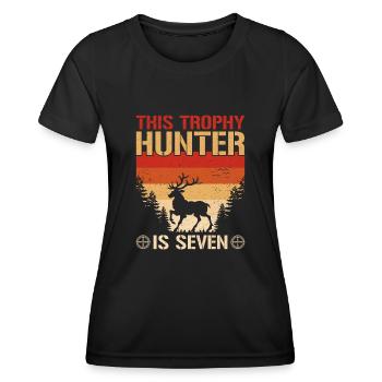 7th Year Hunting Birthday Party for Children, Duck, - Women's Functional T-Shirt - black - Front - AI Model Female 172 light (172cm)