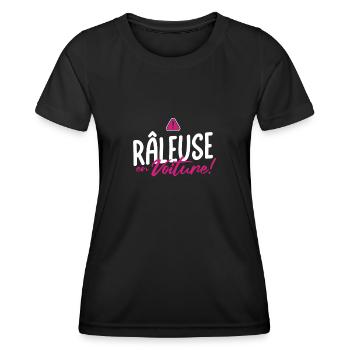 RALEUSE en voiture - Celles qui ralent au volant - T-shirt sport Femme - noir - Devant - AI Model Female 172 light (172cm)