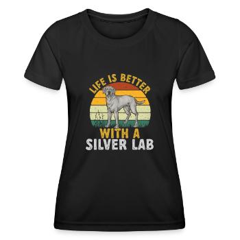 Silver Labrador Retriever Silver Lab - T-shirt sport Femme - noir - Devant - AI Model Female 172 light (172cm)