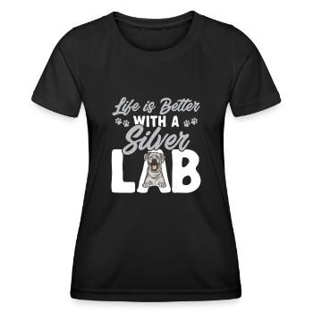 Silver Labrador Retriever Silver Lab - T-shirt sport Femme - noir - Devant - AI Model Female 172 light (172cm)