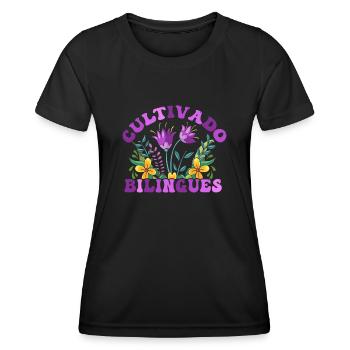 Cultivando Bilingües Spanischlehrer - Frauen Funktions-T-Shirt - Schwarz - Vorne - AI Model Female 172 light (172cm)