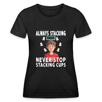 Stapeln Von Bechern Speed Stacker - Frauen Funktions-T-Shirt - Schwarz - Vorne - AI Model Female 172 light (172cm)