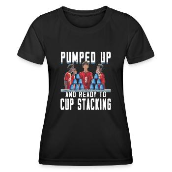 Stapeln Von Bechern Speed Stacker - Frauen Funktions-T-Shirt - Schwarz - Vorne - AI Model Female 172 light (172cm)
