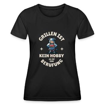 Barbecuing Is Not A Hobby It's A Calling Saying - Women's Functional T-Shirt - black - Front - AI Model Female 172 light (172cm)