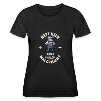 Nice, but they've been barbecuing here before - Women's Functional T-Shirt - black - Front - AI Model Female 172 light (172cm)