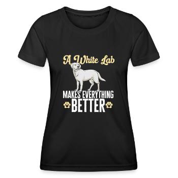 Labrador Retriever blanc Labrador Labrador blanc - T-shirt sport Femme - noir - Devant - AI Model Female 172 light (172cm)