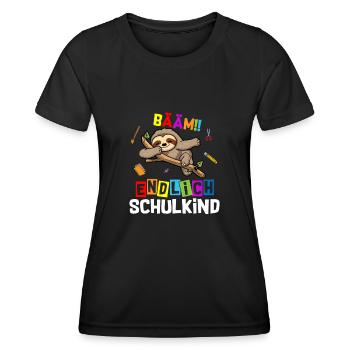 Bääm Finally Schoolchild Sloth School Enrollment - Women's Functional T-Shirt - black - Front - AI Model Female 172 light (172cm)