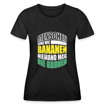 Menschen sind wie Bananen niemand mag die Grünen - Frauen Funktions-T-Shirt - Schwarz - Vorne - AI Model Female 172 light (172cm)