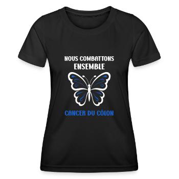 Sensibilisation au cancer du côlon - T-shirt sport Femme - noir - Devant - AI Model Female 172 light (172cm)