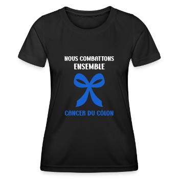 Sensibilisation au cancer du côlon - T-shirt sport Femme - noir - Devant - AI Model Female 172 light (172cm)