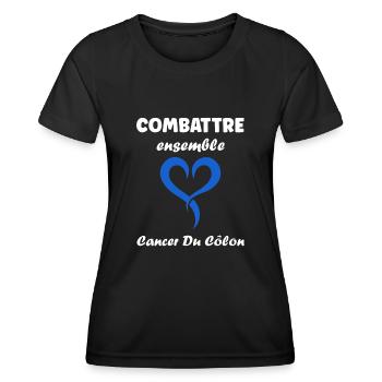 Sensibilisation au cancer du côlon - T-shirt sport Femme - noir - Devant - AI Model Female 172 light (172cm)
