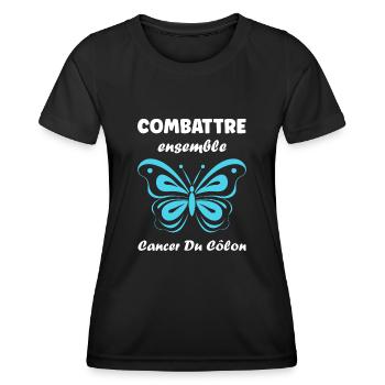 Sensibilisation au cancer du côlon - T-shirt sport Femme - noir - Devant - AI Model Female 172 light (172cm)