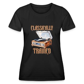 Tourne-disque vintage de formation classique - T-shirt sport Femme - noir - Devant - AI Model Female 172 light (172cm)
