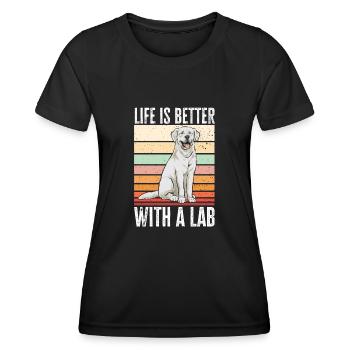 White Labrador Retriever White Lab - Women's Functional T-Shirt - black - Front - AI Model Female 172 light (172cm)