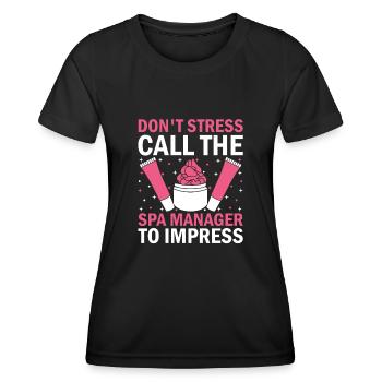 Gestionnaire de SPA Emploi Bien-être Drôle Gestion de SPA Sayi - T-shirt sport Femme - noir - Devant - AI Model Female 172 light (172cm)