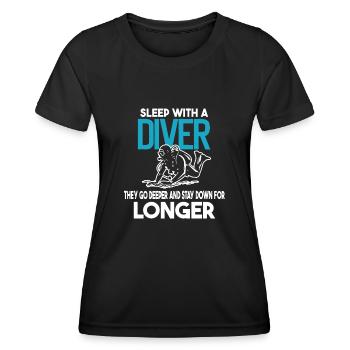 Sleep with a diver - depth and endurance - Women's Functional T-Shirt - black - Front - AI Model Female 172 light (172cm)