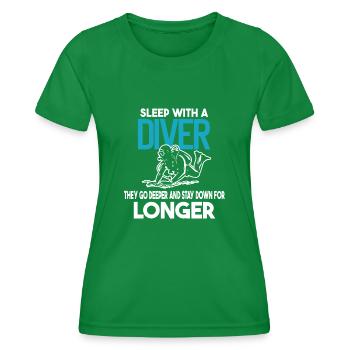Sleep with a diver - depth and endurance - Women's Functional T-Shirt - kelly green - Front - AI Model Female 172 dark (172cm)