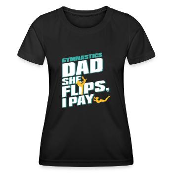 Soutien des pères de gymnastique avec fierté - T-shirt sport Femme - noir - Devant - AI Model Female 172 light (172cm)
