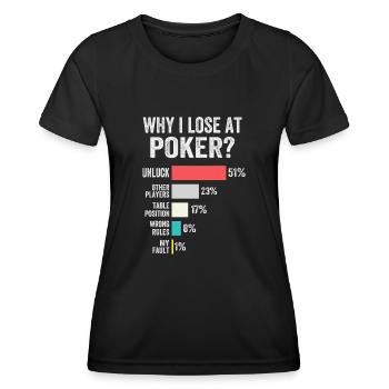 Poker Enthusiast Poker Chips Card Games - Women's Functional T-Shirt - black - Front - AI Model Female 172 light (172cm)