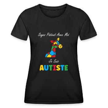 Soyez patient avec moi je suis autiste - T-shirt sport Femme - noir - Devant - AI Model Female 172 light (172cm)