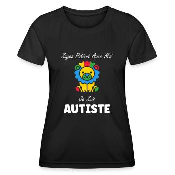 Soyez patient avec moi je suis autiste - T-shirt sport Femme - noir - Devant - AI Model Female 172 light (172cm)
