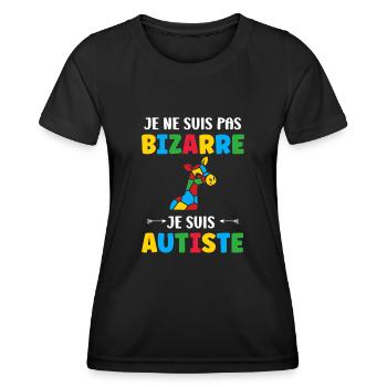 Je ne suis pas bizarre je suis autiste - T-shirt sport Femme - noir - Devant - AI Model Female 172 light (172cm)