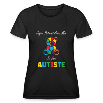 Soyez patient avec moi je suis autiste - T-shirt sport Femme - noir - Devant - AI Model Female 172 light (172cm)