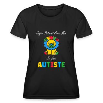 Soyez patient avec moi je suis autiste - T-shirt sport Femme - noir - Devant - AI Model Female 172 light (172cm)