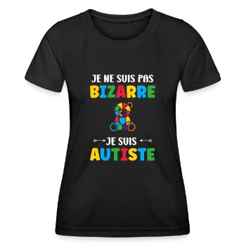 Je ne suis pas bizarre je suis autiste - T-shirt sport Femme - noir - Devant - AI Model Female 172 light (172cm)