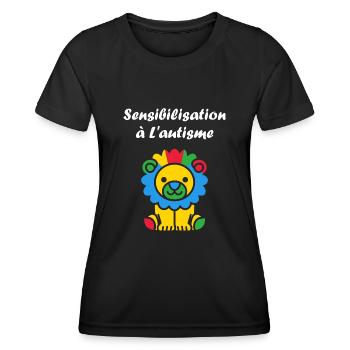 Animal Sensibilisation à l'autisme - T-shirt sport Femme - noir - Devant - AI Model Female 172 light (172cm)