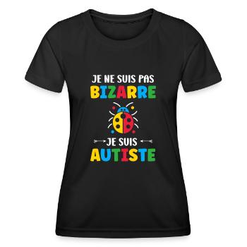 Je ne suis pas bizarre je suis autiste - T-shirt sport Femme - noir - Devant - AI Model Female 172 light (172cm)