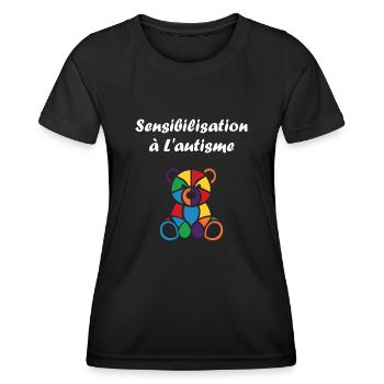 Animal Sensibilisation à l'autisme - T-shirt sport Femme - noir - Devant - AI Model Female 172 light (172cm)