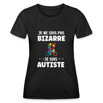 Je ne suis pas bizarre je suis autiste - T-shirt sport Femme - noir - Devant - AI Model Female 172 light (172cm)