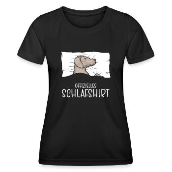 Offizielles Schlafshirt Weimaraner Schlafanzug - Frauen Funktions-T-Shirt - Schwarz - Vorne - AI Model Female 172 light (172cm)
