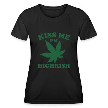 Küss Mich Im Highrish Weed Marihuana 420 St Patricks - Frauen Funktions-T-Shirt - Schwarz - Vorne - AI Model Female 172 light (172cm)