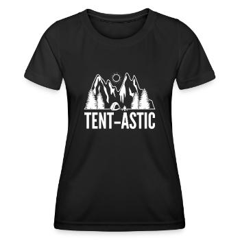 Outdoor Tent Camping Hike Hiking - Women's Functional T-Shirt - black - Front - AI Model Female 172 light (172cm)
