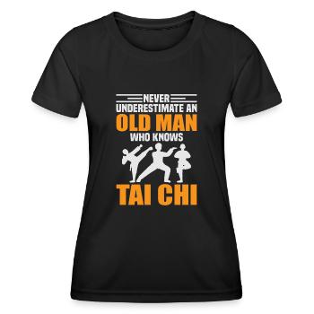 Art du Tai Chi pour les grands-pères, art martial Tai Chi - T-shirt sport Femme - noir - Devant - AI Model Female 172 light (172cm)
