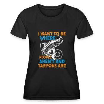 „i Want To Be Where Tarpons Are Fishing Design“ - Frauen Funktions-T-Shirt - Schwarz - Vorne - AI Model Female 172 light (172cm)