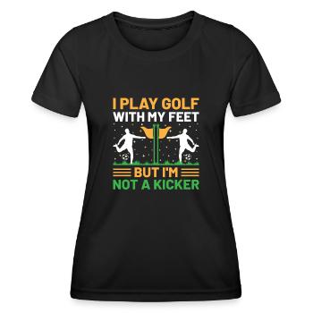 Footgolf Player Foot Golf Playing Footgolfers Foot - Women's Functional T-Shirt - black - Front - AI Model Female 172 light (172cm)