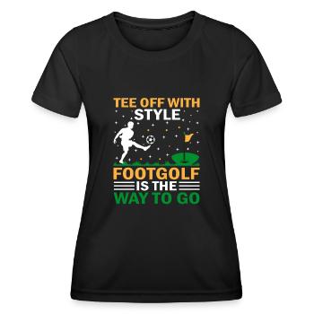 Footgolf Player Foot Golf Playing Footgolfers Foot - Women's Functional T-Shirt - black - Front - AI Model Female 172 light (172cm)