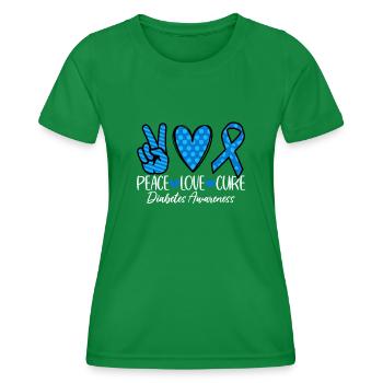 Peace Love Cure Useless Pancreas T1D Diabetes - Women's Functional T-Shirt - kelly green - Front - AI Model Female 172 dark (172cm)